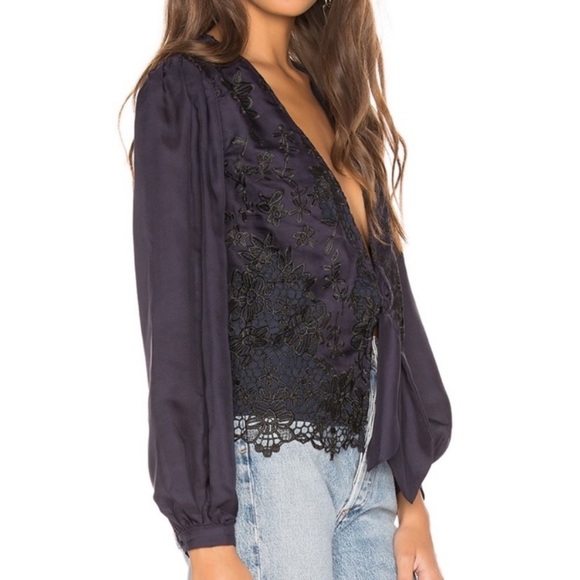 Lovers + Friends Open Front Cropped Blouse With Tie - Picture 2 of 9